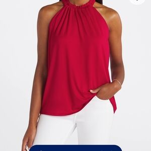 Bobeau Red Ruched Sleeveless Tank Top